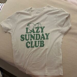 Lazy Sunday Club Kids T-Shirt - White and Green snoopy